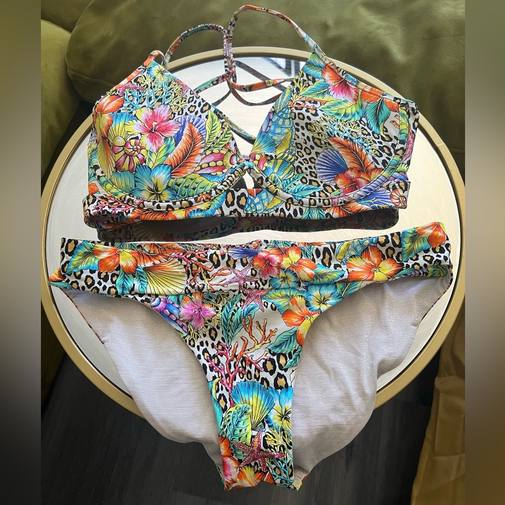 LULI FAMA Colorful Animal Print Bikini